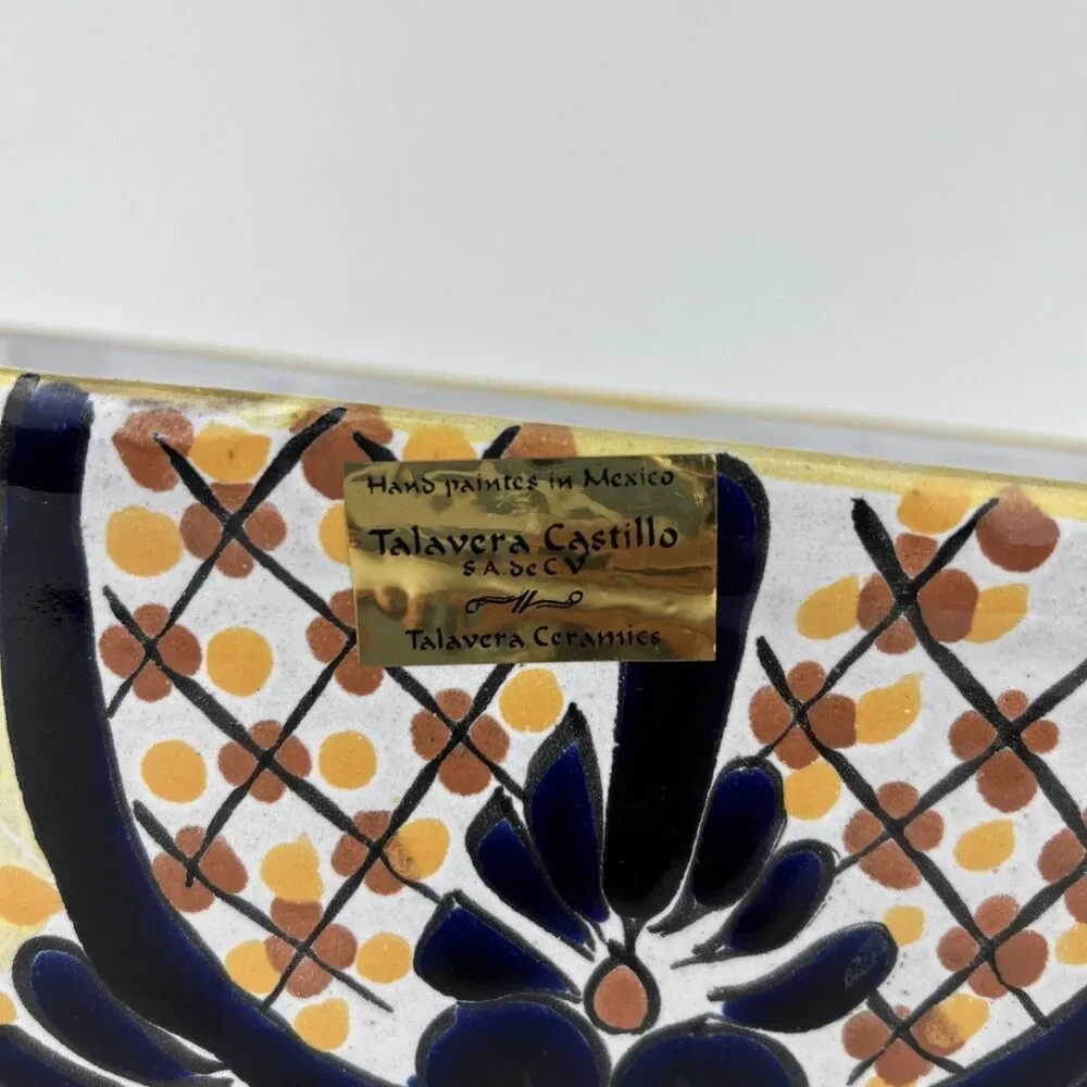 Talavera Castillo Mexico Ceramic Oval Planter Hand Painted Flower Pot Window Box